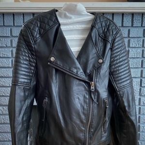 Biker-style Faux Leather Jacket